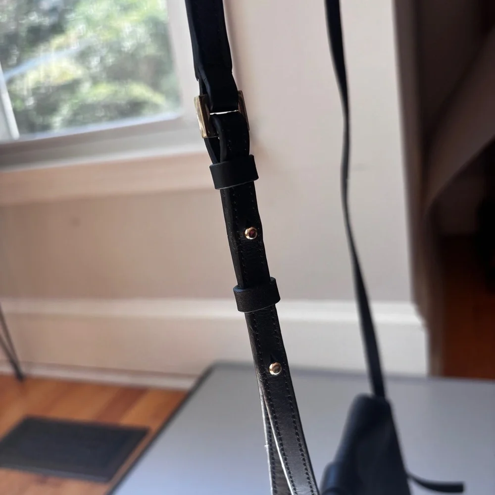 Cole Haan Vestry Saddle Bag in Black‎ Crossbody Leather Purse Gold Hardware